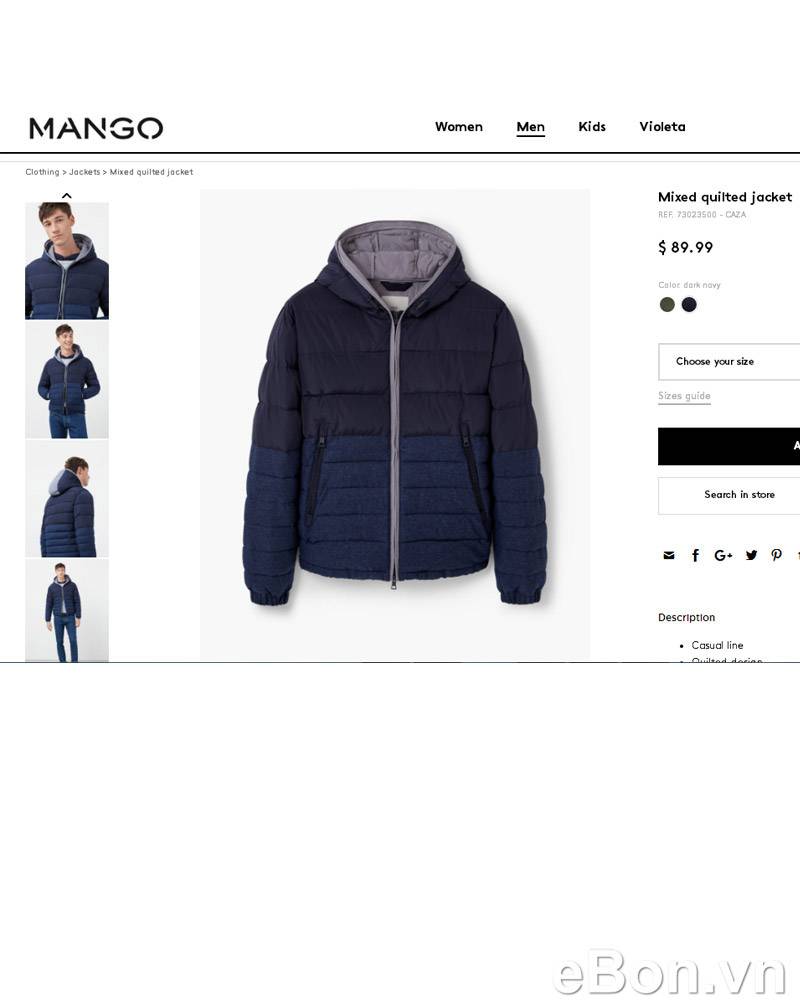 Áo khoác Mango Mixed quilted jacket