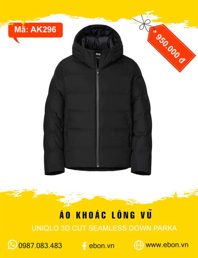 Áo khoác xuất khẩu Uniqlo Seamless Down dày, giúp nam giới giữ ấm hoàn hảo trong tiết trời giá buốt.